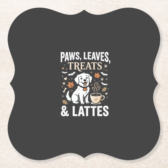 Posavasos De Papel Latte de Otoño de Perro Halloween (Anverso)