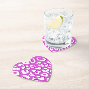 Posavasos De Papel Lavanda de impresión de leopardo blanco