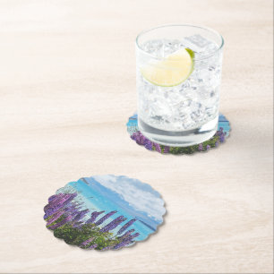 Posavasos De Papel lavanda en la orilla del lago