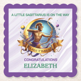 Posavasos De Papel Lavender and Green Sagittarius Zodiac Baby Shower