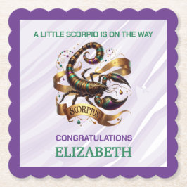 Posavasos De Papel Lavender and Green Scorpio Zodiac Baby Shower