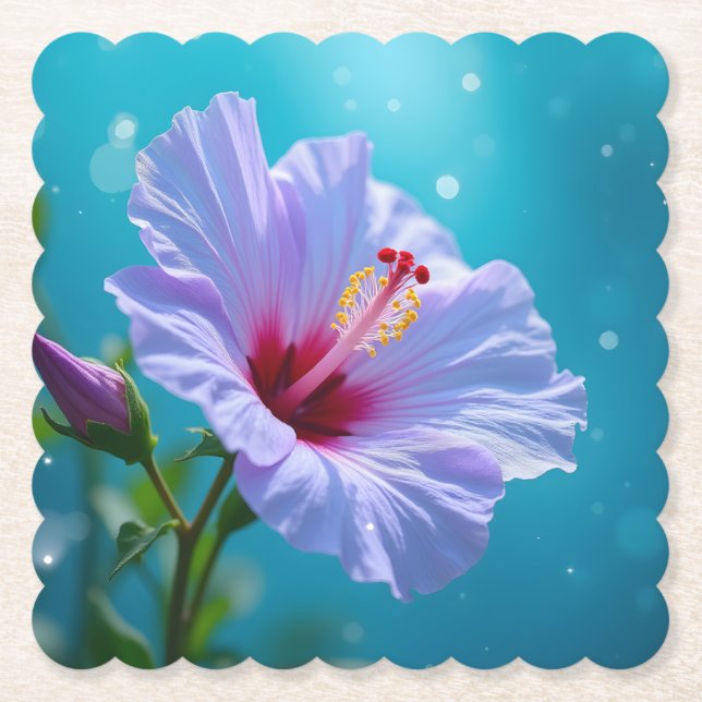 Posavasos De Papel Lavender Elegance: Hibiscus en flor (Anverso)