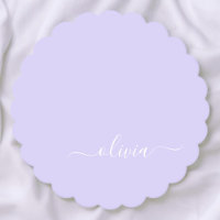 Lavender Purple Modern Script Girly Monograma Nomb
