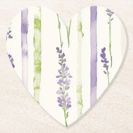 Posavasos De Papel Lavender Stripes Floral Baby Shower