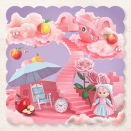 Posavasos De Papel Lavender Surreal Pink Coaster Set