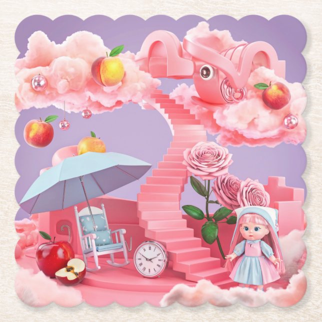 Posavasos De Papel Lavender Surreal Pink Coaster Set (Anverso)