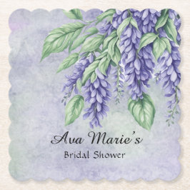 Posavasos De Papel Lavender Wisteria Flores Marble Bridal Ducha