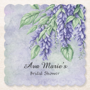 Posavasos De Papel Lavender Wisteria Flores Marble Bridal Ducha
