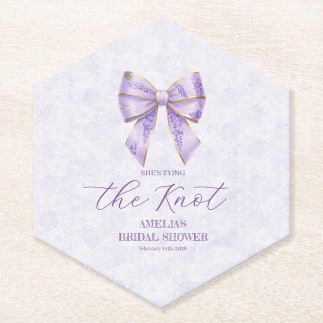 Posavasos De Papel Lavender Wisteria Ribbon – Japanese-Inspired (Anverso)