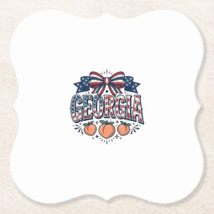 Posavasos De Papel Lazo de melocotón de Georgia patriótico vintage 4 