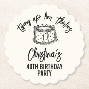 Posavasos De Papel Lazo Negro Atando Sus Treinta Cumpleaños 40