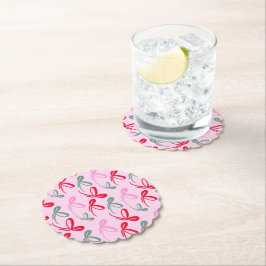 Posavasos De Papel Lazos de Navidad verdes rosados caprichosos dibuja