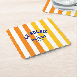 Posavasos De Papel Le Soleil Vacances Côte d'Azur Cabana Stripe