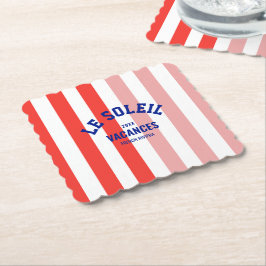 Posavasos De Papel Le Soleil Vacances Riviera Francesa Cabana Stripe