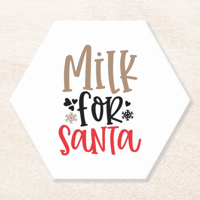 Posavasos De Papel Leche para Santa (Anverso)