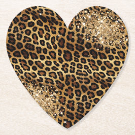 Posavasos De Papel Leopard Print Gold Glitzy Sparkle Purpurina