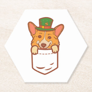 Posavasos De Papel Leprechaun Welsh Corgi Pocket St Patricks Day Masc