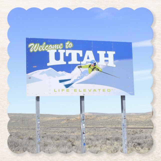 Posavasos De Papel Letrero de límite estatal de Utah (Anverso)