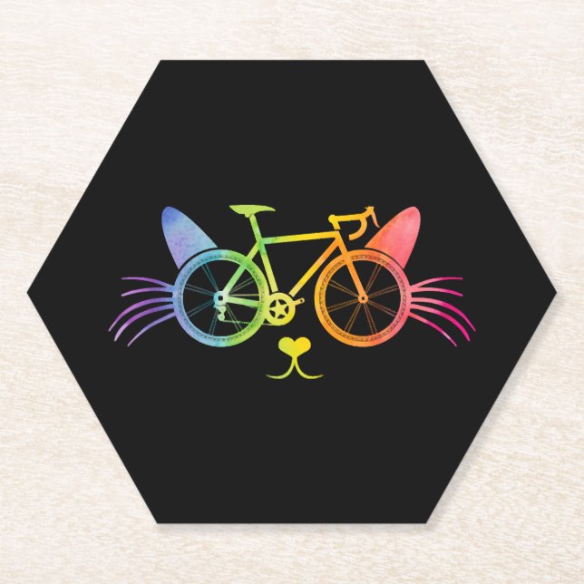 Posavasos De Papel Lgbt de gato para bicicletas (Anverso)