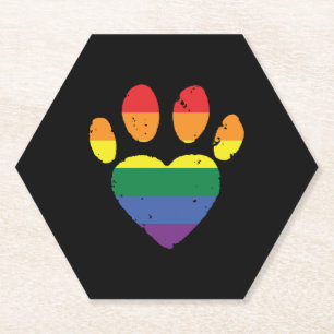 Posavasos De Papel Lgbt Paw Arcoiris Impresión Corazón Amantes Orgull