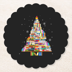 Posavasos De Papel libro de Navidad bibliotecarios de los árboles en
