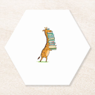 Posavasos De Papel Libro divertido leyendo jirafa me encanta mi bibli