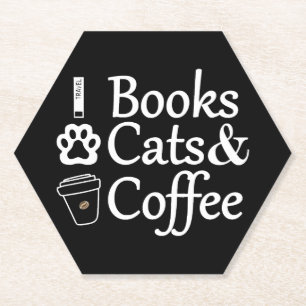 Posavasos De Papel Libros Gatos & Café