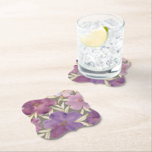 Posavasos De Papel Lilas acuarelas en fondo verde