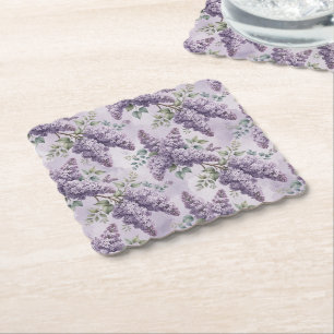 Posavasos De Papel Lilas Flores de Lilas Verde Salvia Lavanda Polvori