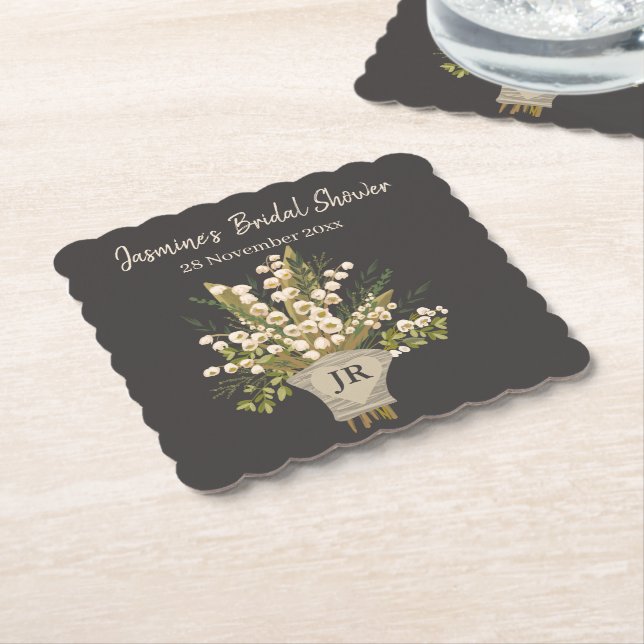 Posavasos De Papel Lily Of The Valley Bouquet Bridal Shower (En perspectiva)