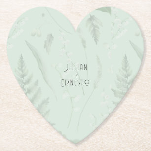 Posavasos De Papel Lily of Valley con Ferns    Personalizado verde su