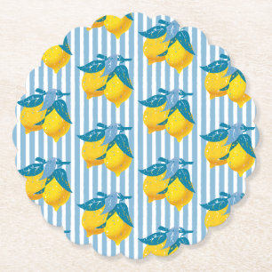 Posavasos De Papel Limones Amarillos de Amalfi Estilo Mediterráneo