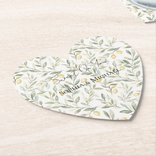 Posavasos De Papel Limones Encantados Boda (En perspectiva)
