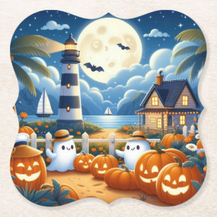 Posavasos De Papel Lindo, fantasmas/calabazas de Halloween náuticos/c