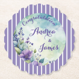 Posavasos De Papel Lindo lavanda rayado y floral