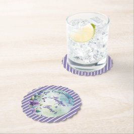 Posavasos De Papel Lindo Lavanda y Floral con Rayas