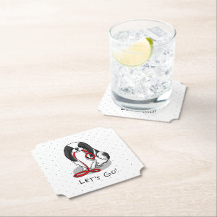 Posavasos De Papel ¡Lindo! ¡Vamos! Perro Chin Japonés (negro y blanco