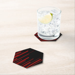 Posavasos De Papel Líneas diagonales en rojo y negro