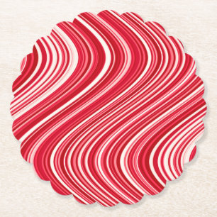 Posavasos De Papel Líneas onduladas en rojo y blanco