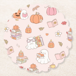 Posavasos De Papel Little Boo Pink Whimsical Books Baby Shower