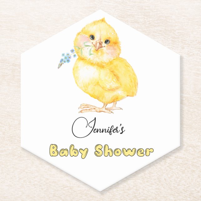 Posavasos De Papel Little Chick Floral Baby Shower (Anverso)