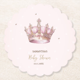Posavasos De Papel Little Princess Crown Pearls Dots Baby Shower
