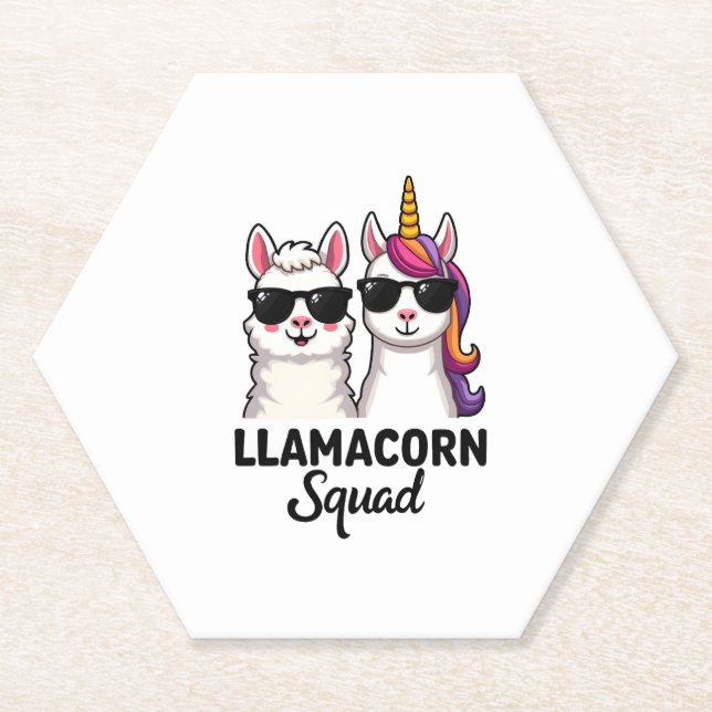 Posavasos De Papel Llamacorn Squad Funny Unicorn Llama Squad Christma (Anverso)