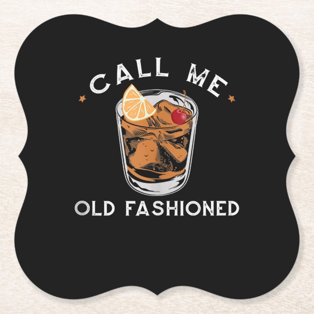Posavasos De Papel Llámame Cocktail De Bebida De Whiskey Antiguo (Anverso)