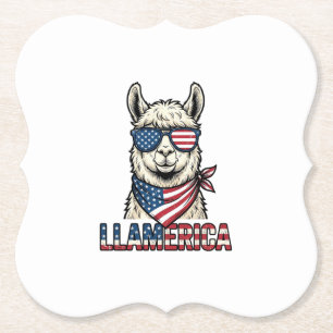 Posavasos De Papel Llamerica Llama Patriótico Diseño Vector Vintage_1