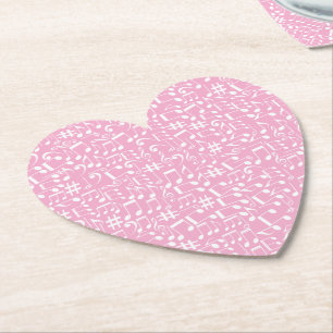 Posavasos De Papel Llena Tu Corazón Con Notas Blancas Bailando Música