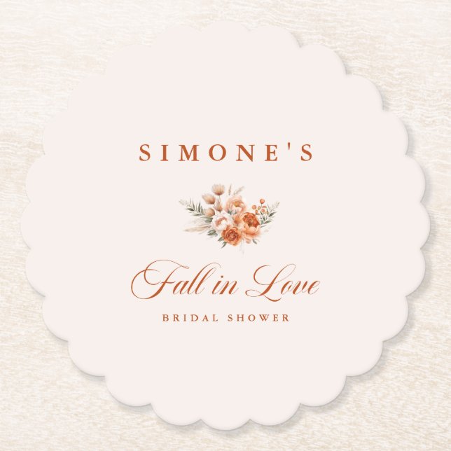 Posavasos De Papel Lluvia de Amor Floral Otoñal Moderno para Despedid (Anverso)