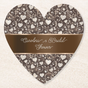Posavasos De Papel Lluvia de Boda de Corazones de Cinta de Crema Marr