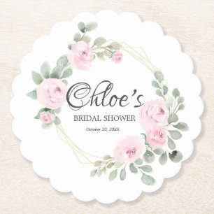 Posavasos De Papel Lluvia de Boda Floral Rosa de Eucalipto