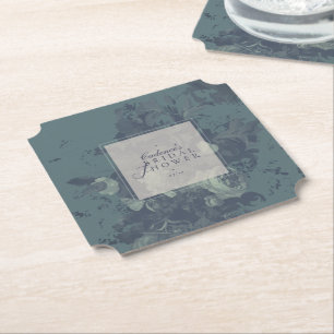 Posavasos De Papel Lluvia de Novia Floral Elegante Rústica Turquesa